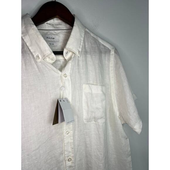 Porter & Ash Shirt Men X Large White Linen Short Sleeve Button Up - Picture 3 of 7